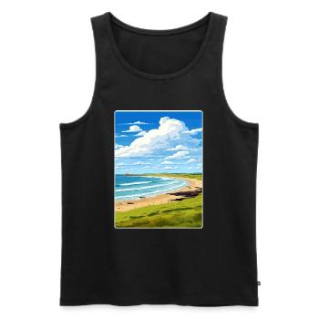 Constantine Bay Cornwall England Travel Poster WPA - Men's Premium Organic Tank Top - black - Front - AI Model Male 178 light (178cm)