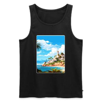 Costa Del Sol Spanien Vintage Reise Poster Souvenir - Männer Premium Bio Tank Top - Schwarz - Vorne - Michal (187cm)