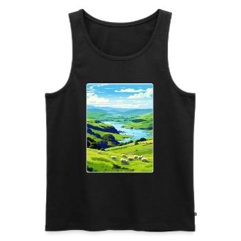 Lake District United Kingdom Travel Poster Card - Men's Premium Organic Tank Top - black - Front - AI Model Male 178 light (178cm)