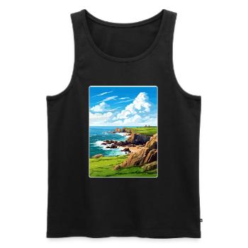 Lands End Cornwall England Travel Poster Souvenir - Men's Premium Organic Tank Top - black - Front - AI Model Male 178 light (178cm)