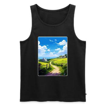 Lamorna Cornwall England Travel Poster Souvenir - Men's Premium Organic Tank Top - black - Front - AI Model Male 178 light (178cm)