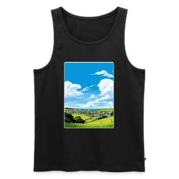 Crantock Cornwall England Travel Poster Souvenir - Men's Premium Organic Tank Top - black - Front - AI Model Male 178 light (178cm)