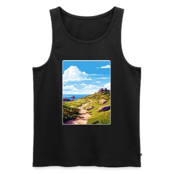 Lands End Cornwall England Travel Poster Souvenir - Men's Premium Organic Tank Top - black - Front - AI Model Male 178 light (178cm)