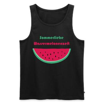 Sommerliebe Wassermelonenzeit - Männer Premium Bio Tank Top - Schwarz - Vorne - AI Model Male 178 light (178cm)