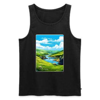 Boscastle Cornwall England Travel Poster Souvenir - Men's Premium Organic Tank Top - black - Front - AI Model Male 178 light (178cm)