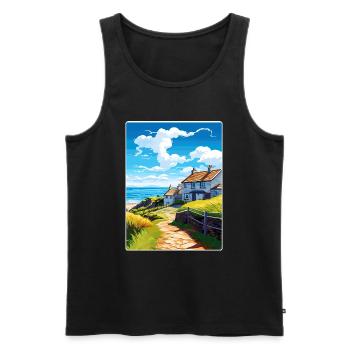 Gorran Haven Angleterre Affiche de voyage Souvenir WPA - Débardeur bio Premium Homme - noir - Devant - Michal (187cm)