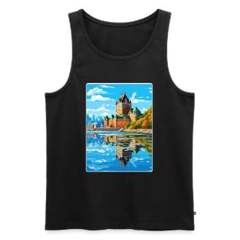 Quebec City Kanada Reise Poster Souvenir Farbe WP - Männer Premium Bio Tank Top - Schwarz - Vorne - AI Model Male 178 light (178cm)