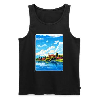 Lac de Constance, Allemagne, Affiche de voyage européen, WPA - Débardeur bio Premium Homme - noir - Devant - AI Model Male 178 light (178cm)