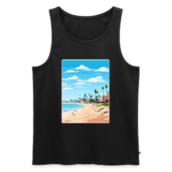 Manhattan Beach Kalifornien Reiseposter Souvenir - Männer Premium Bio Tank Top - Schwarz - Vorne - Michal (187cm)
