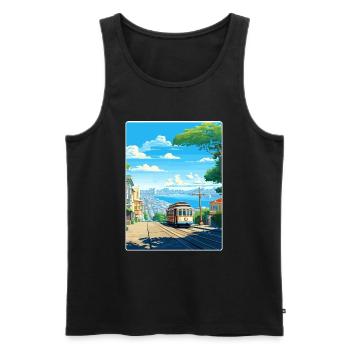 San Francisco Golden Gate California Travel Poster - Men's Premium Organic Tank Top - black - Front - Michal (187cm)