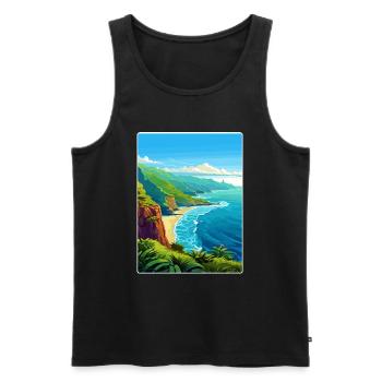 Na Pali Coast Hawaii Voyage Poster Souvenir WPA - Débardeur bio Premium Homme - noir - Devant - AI Model Male 178 light (178cm)
