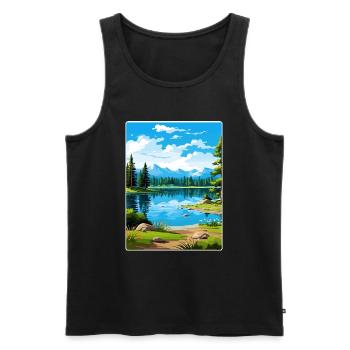 Big Bear Lake California Travel Poster Souvenir - Men's Premium Organic Tank Top - black - Front - Michal (187cm)