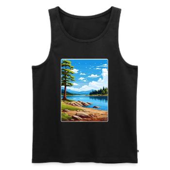 Big Bear Lake California Travel Poster Souvenir - Men's Premium Organic Tank Top - black - Front - Michal (187cm)