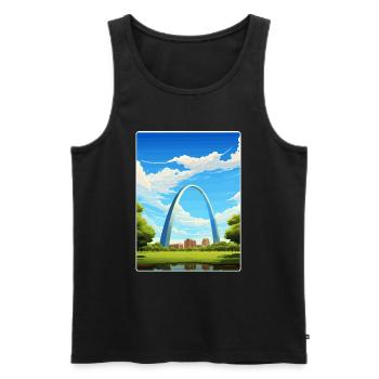 Affiche de voyage souvenir du parc national de Gateway Arch - Débardeur bio Premium Homme - noir - Devant - Michal (187cm)