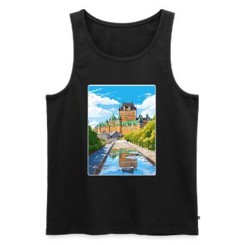Quebec City Kanada Reise Poster Souvenir Farbe WP - Männer Premium Bio Tank Top - Schwarz - Vorne - AI Model Male 178 light (178cm)
