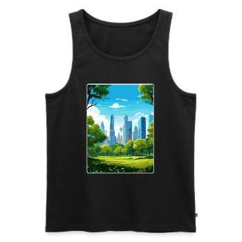 New York State Travel Poster Souvenir Painting WPA - Men's Premium Organic Tank Top - black - Front - AI Model Male 178 light (178cm)