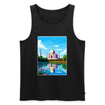 Taj Mahal Agro Indien Reiseposter Souvenir WPA - Männer Premium Bio Tank Top - Schwarz - Vorne - AI Model Male 178 light (178cm)