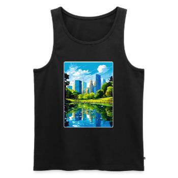 New York State Travel Poster Souvenir Painting WPA - Men's Premium Organic Tank Top - black - Front - AI Model Male 178 light (178cm)