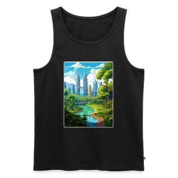 Kuala Lumpur Malaysia Reiseposter Souvenir WPA - Männer Premium Bio Tank Top - Schwarz - Vorne - AI Model Male 178 light (178cm)