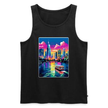 Bangkok Thaïlande Affiche de voyage thaïlandaise Souvenir WPA - Débardeur bio Premium Homme - noir - Devant - Michal (187cm)