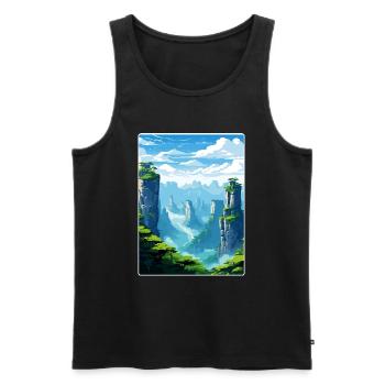 Zhangjiajie Chine Voyage Affiche Peinture Souvenir WPA - Débardeur bio Premium Homme - noir - Devant - Michal (187cm)