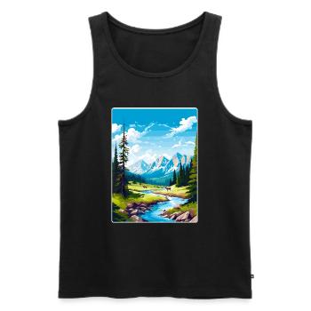 Parc national Banff Canada Affiche de voyage souvenir - Débardeur bio Premium Homme - noir - Devant - AI Model Male 178 light (178cm)