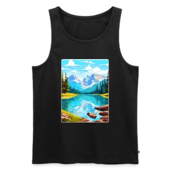 Parc national Banff Canada Affiche de voyage souvenir - Débardeur bio Premium Homme - noir - Devant - AI Model Male 178 light (178cm)