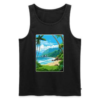 American Samoa National Park Travel Poster Card - Men's Premium Organic Tank Top - black - Front - AI Model Male 178 light (178cm)
