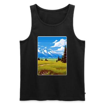 Affiche de voyage souvenir du parc national de Grand Teton - Débardeur bio Premium Homme - noir - Devant - Michal (187cm)