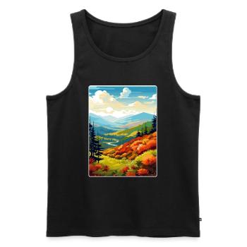 Affiche de voyage du parc national des Great Smoky Mountains - Débardeur bio Premium Homme - noir - Devant - AI Model Male 178 light (178cm)