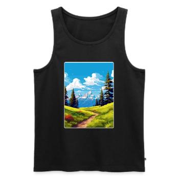 Affiche de voyage souvenir du parc national de Grand Teton - Débardeur bio Premium Homme - noir - Devant - Michal (187cm)