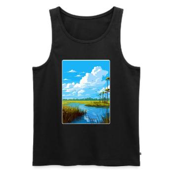 Affiche de voyage souvenir du parc national des Everglades - Débardeur bio Premium Homme - noir - Devant - AI Model Male 178 light (178cm)