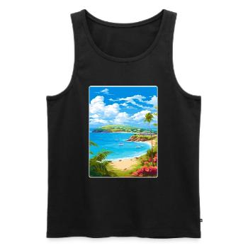 Antigua and Barbuda Caribbean Travel Poster Card - Men's Premium Organic Tank Top - black - Front - Michal (187cm)