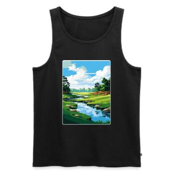 Augusta Golf Course Vintage Voyage Poster Souvenir - Débardeur bio Premium Homme - noir - Devant - AI Model Male 178 light (178cm)