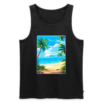 Aruba Caribbean Travel Poster Souvenir Paint WPA - Men's Premium Organic Tank Top - black - Front - Michal (187cm)