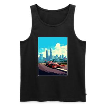 Affiche de voyage de course de sport automobile sur le circuit de Singapour - Débardeur bio Premium Homme - noir - Devant - AI Model Male 178 light (178cm)