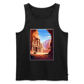 Petra Jordan Travel Poster Souvenir Postcard Paint - Men's Premium Organic Tank Top - black - Front - Michal (187cm)