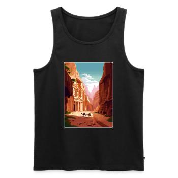 Petra Jordan Travel Poster Souvenir Postcard Paint - Men's Premium Organic Tank Top - black - Front - Michal (187cm)