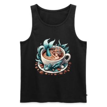 Meerjungfrau Nixe badet in Kaffee Geschenk - Männer Premium Bio Tank Top - Schwarz - Vorne - AI Model Male 178 light (178cm)