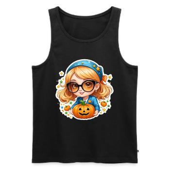 Pumpkin Girl for Halloween - Men's Premium Organic Tank Top - black - Front - Michal (187cm)