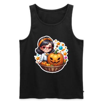 Girls Halloween Pumpkin Basket - Men's Premium Organic Tank Top - black - Front - AI Model Male 178 light (178cm)