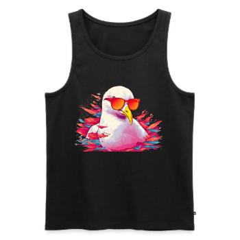 Pink seagull with sunglasses - Men's Premium Organic Tank Top - black - Front - Michal (187cm)