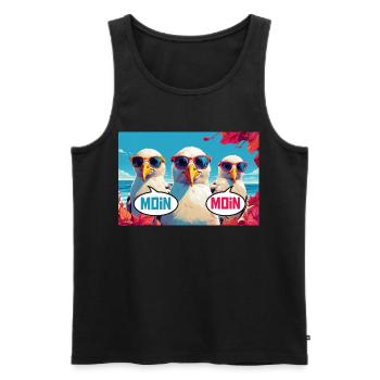 Moin Moin Möwen - Männer Premium Bio Tank Top - Schwarz - Vorne - Michal (187cm)