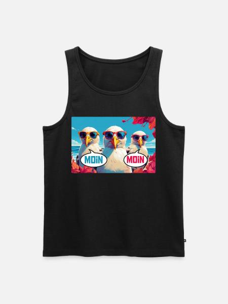 Moin Moin Möwen - Männer Premium Bio Tank Top - Schwarz