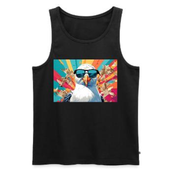 Coole Möwe im Getümmel - Männer Premium Bio Tank Top - Schwarz - Vorne - AI Model Male 178 light (178cm)