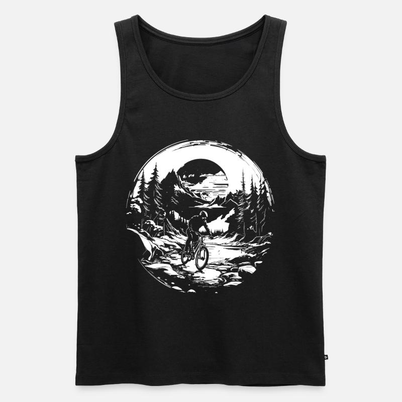 Mountainbiker Grafik - Männer Premium Bio Tank Top - Schwarz