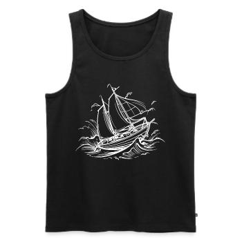 Segelschiff Zeichnung - Männer Premium Bio Tank Top - Schwarz - Vorne - AI Model Male 178 light (178cm)