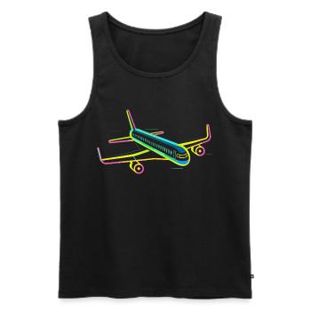 Retro Flugzeug Grafik - Männer Premium Bio Tank Top - Schwarz - Vorne - AI Model Male 178 light (178cm)