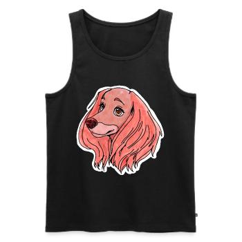 Chien rose aux oreilles tombantes - Débardeur bio Premium Homme - noir - Devant - AI Model Male 178 light (178cm)