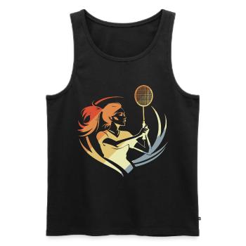 Vintage Badminton Mädchen - Männer Premium Bio Tank Top - Schwarz - Vorne - Michal (187cm)